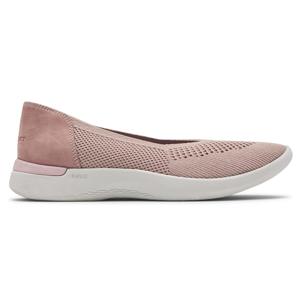 Rockport Flats For Womens Pink - truFLEX Fly Knit Ballet - IK6432158